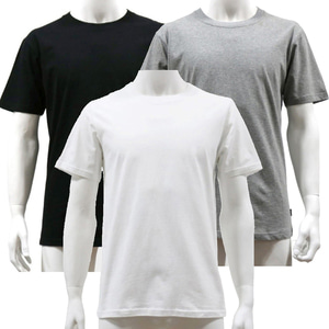 국내생산 남성 빅사이즈 얇은 30수 순면 기본 무지 라운드 반팔 면티 이너 티셔츠 110부터 140까지